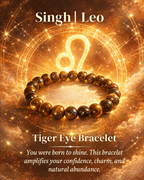 Tiger's Eye Bracelet with Singh | Leo Zodiac Charm