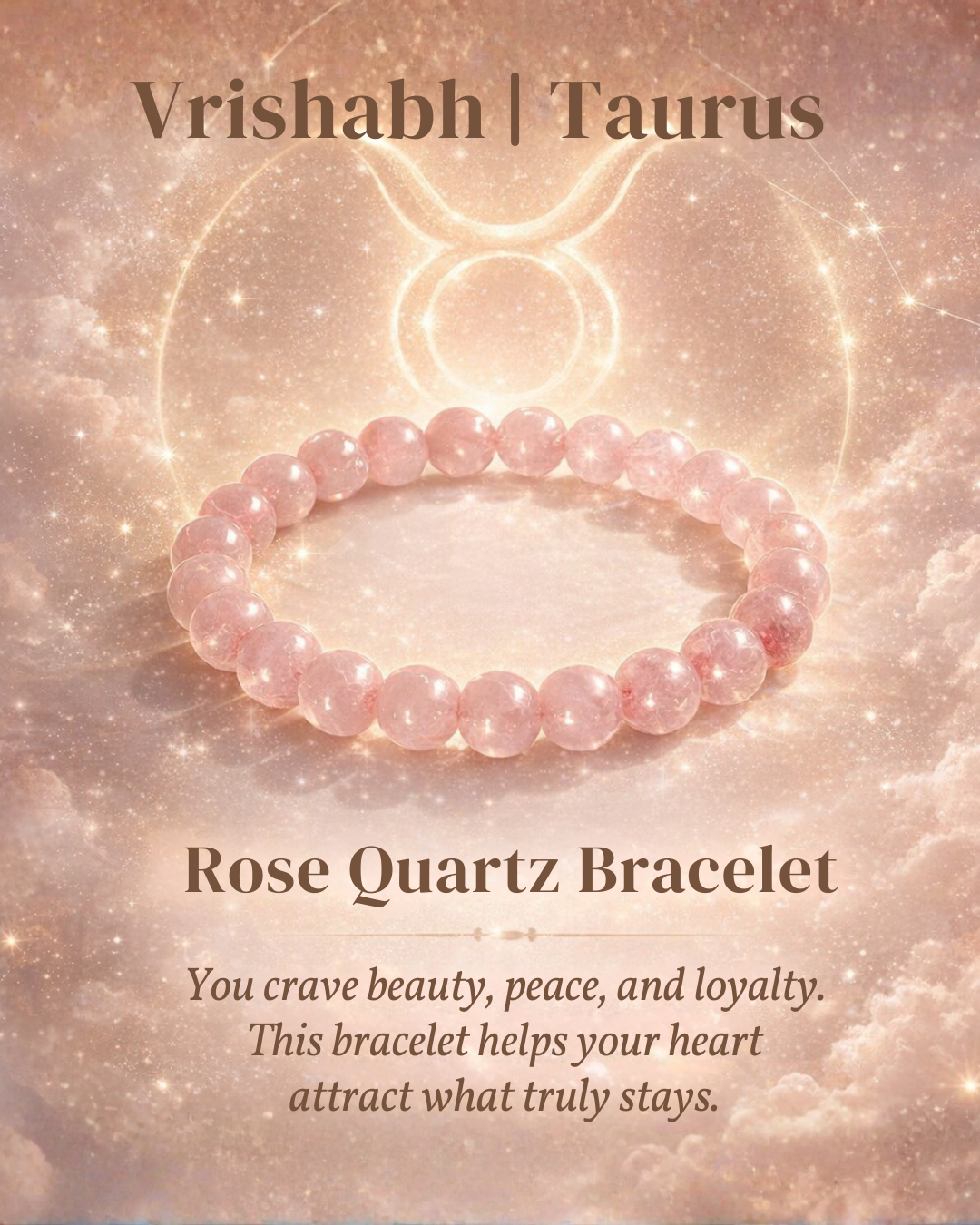 Rose Quartz Bracelet with Mithun | Gemini Zodiac Charm