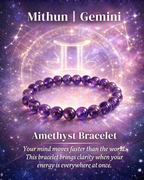 Amethyst Bracelet with Mithun | Gemini Zodiac Charm