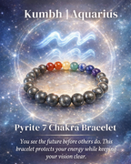 7 Chakra Pyrite Bracelet with Kumbh | Aquarius Zodiac Charm