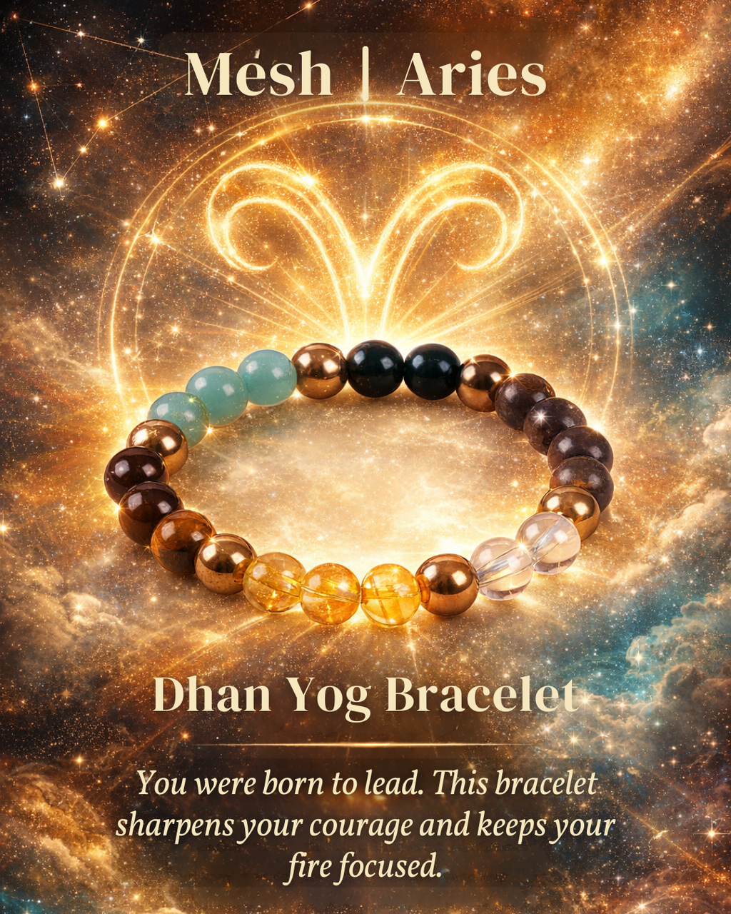 Dhan Yog Bracelet with Mesh | Aries Zodiac Charm