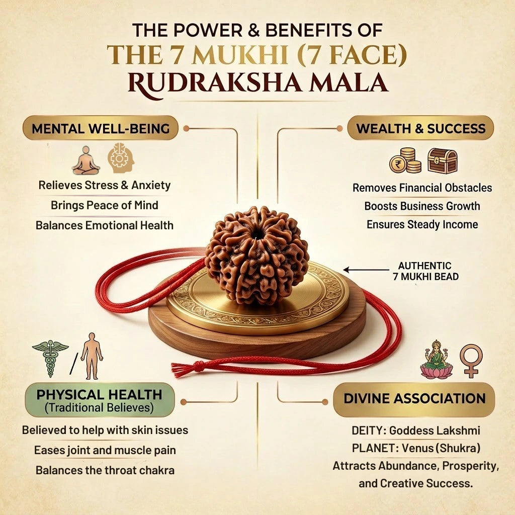 Saat Mukhi Rudraksh with Dori – Energised (Lab Certified)