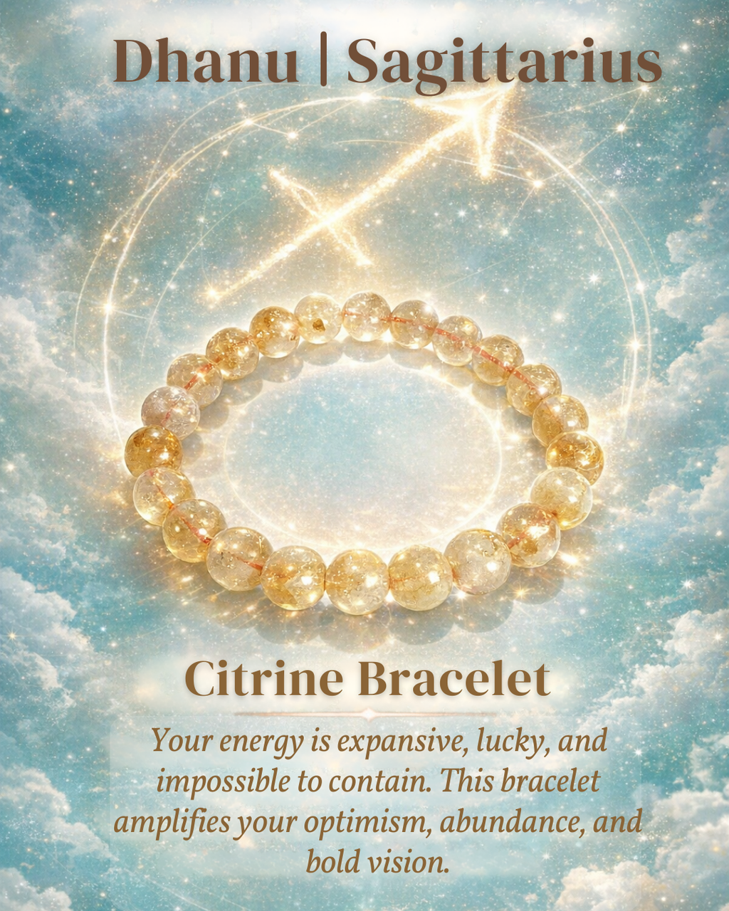 Citrine Bracelet with Dhanu | Sagittarius Zodiac Charm