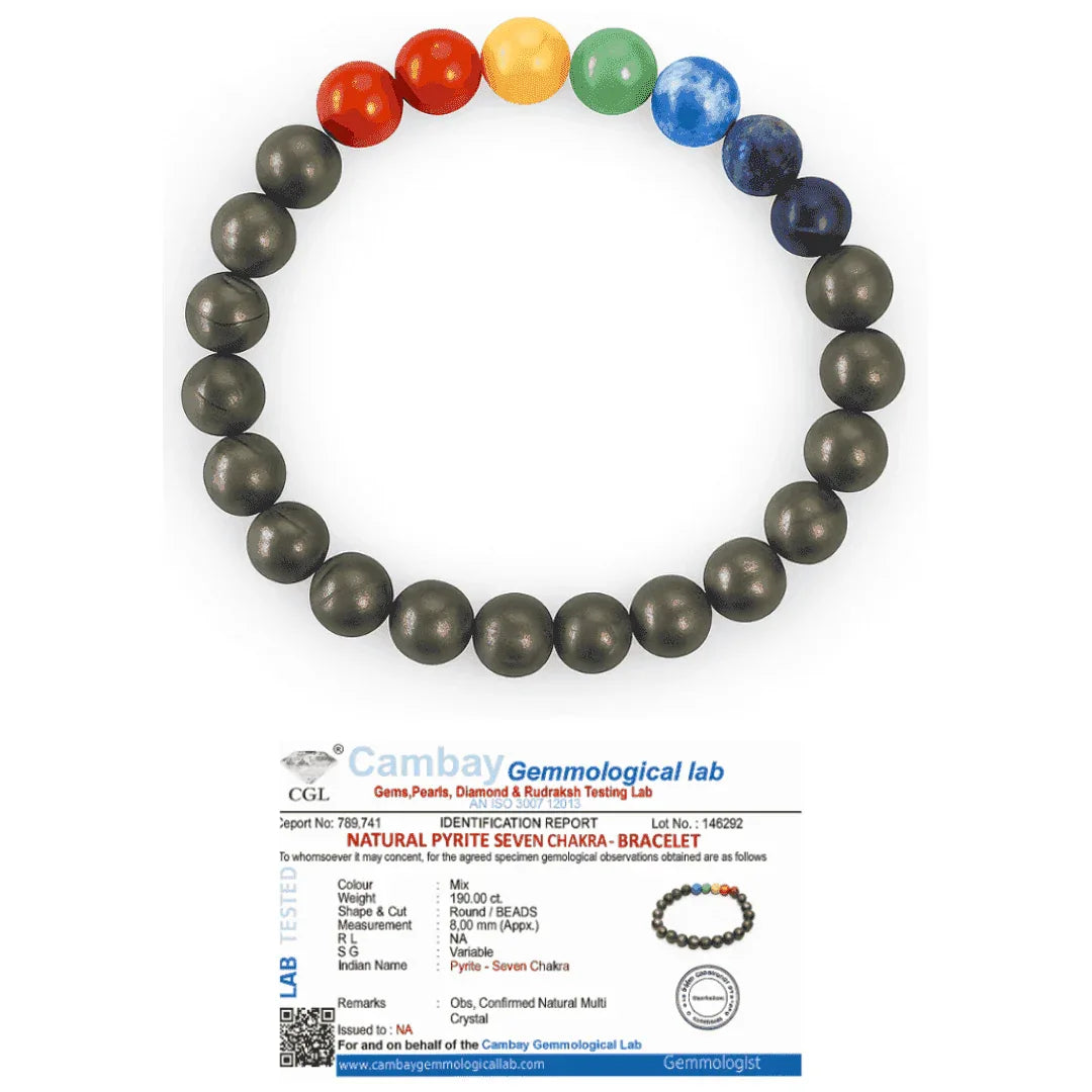 7 Chakra Pyrite Bracelet (Lab Certified)
