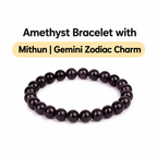 Amethyst Bracelet with Mithun | Gemini Zodiac Charm