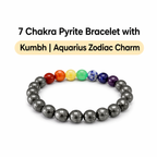 7 Chakra Pyrite Bracelet with Kumbh | Aquarius Zodiac Charm