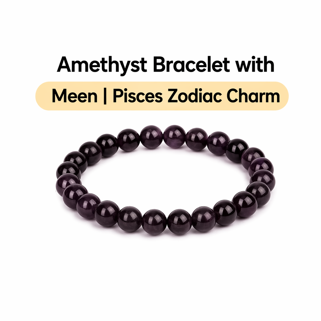 Amethyst Bracelet with Meen | Pisces Zodiac Charm