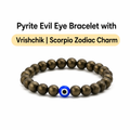 Pyrite Evil Eye Bracelet with Vrishchik | Scorpio Zodiac Charm