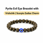 Pyrite Evil Eye Bracelet with Vrishchik | Scorpio Zodiac Charm