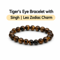 Tiger's Eye Bracelet with Singh | Leo Zodiac Charm
