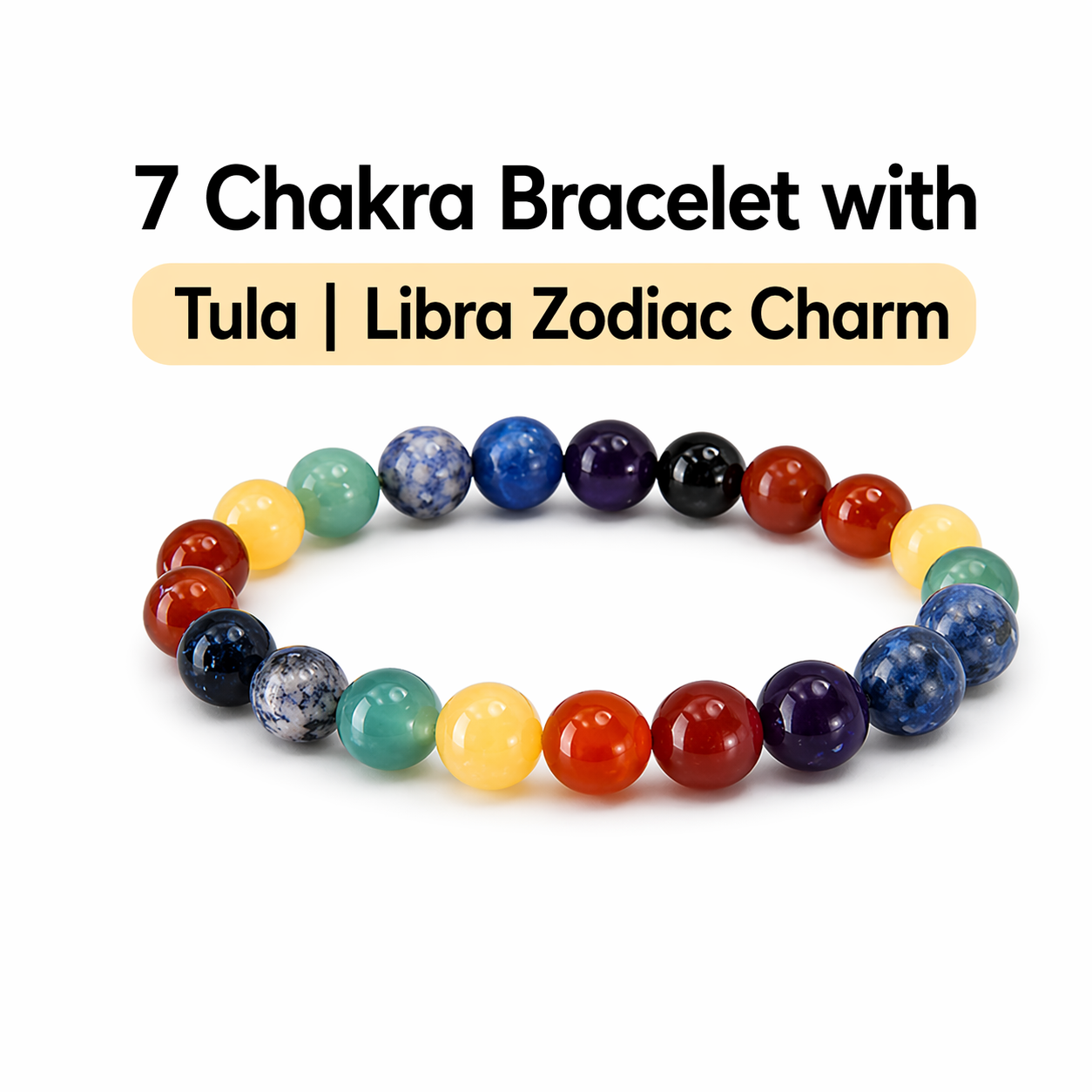7 Chakra Bracelet with Tula | Libra Zodiac Charm