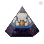 Orgonite Pyramid with Rose Quartz, Amethyst Crystals & Gold Specks