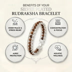 Silver plated Rudraksha bracelet - Panch Mukhi