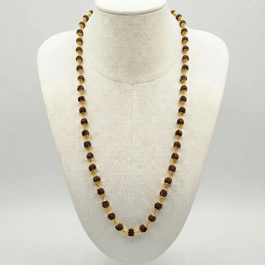 Gold Plated Rudraksha Mala 7mm, 54 beads
