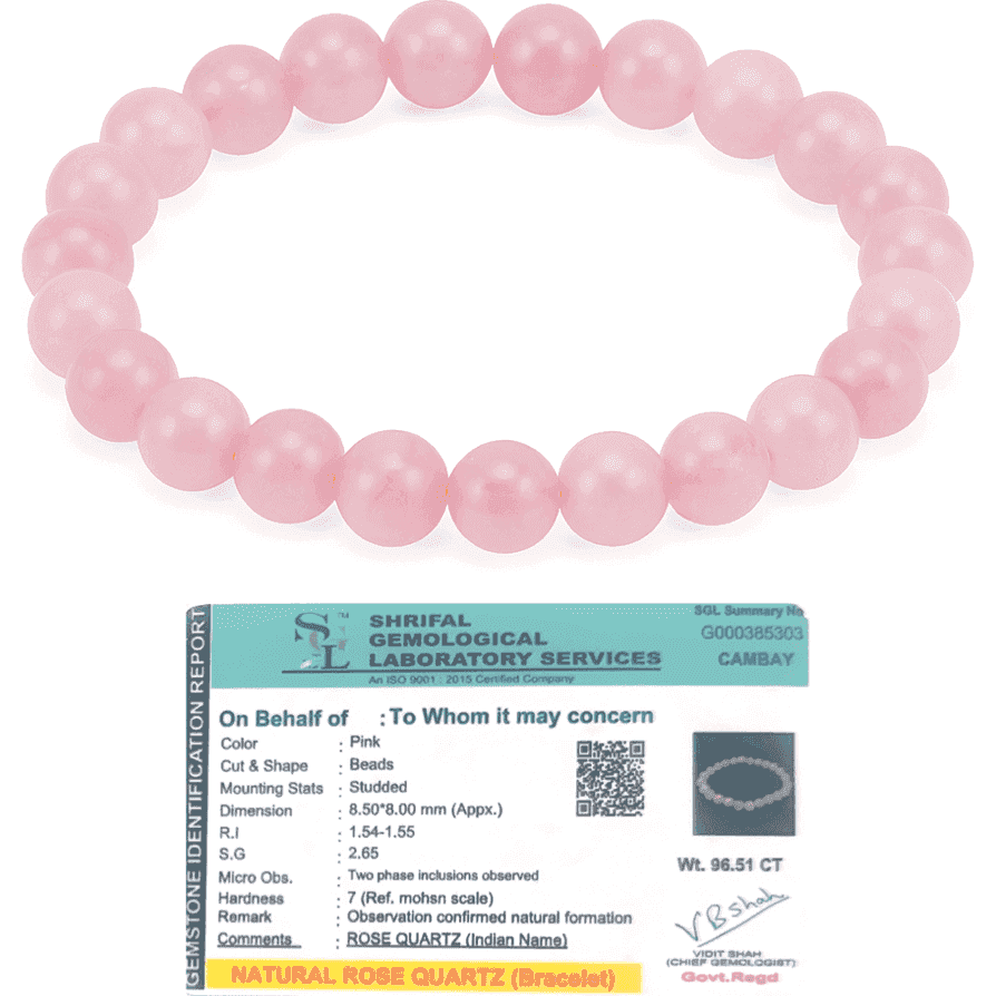 Rose Quartz Bracelet (Lab Certified)