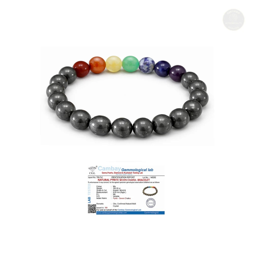 7 Chakra Pyrite Bracelet (Lab Certified)