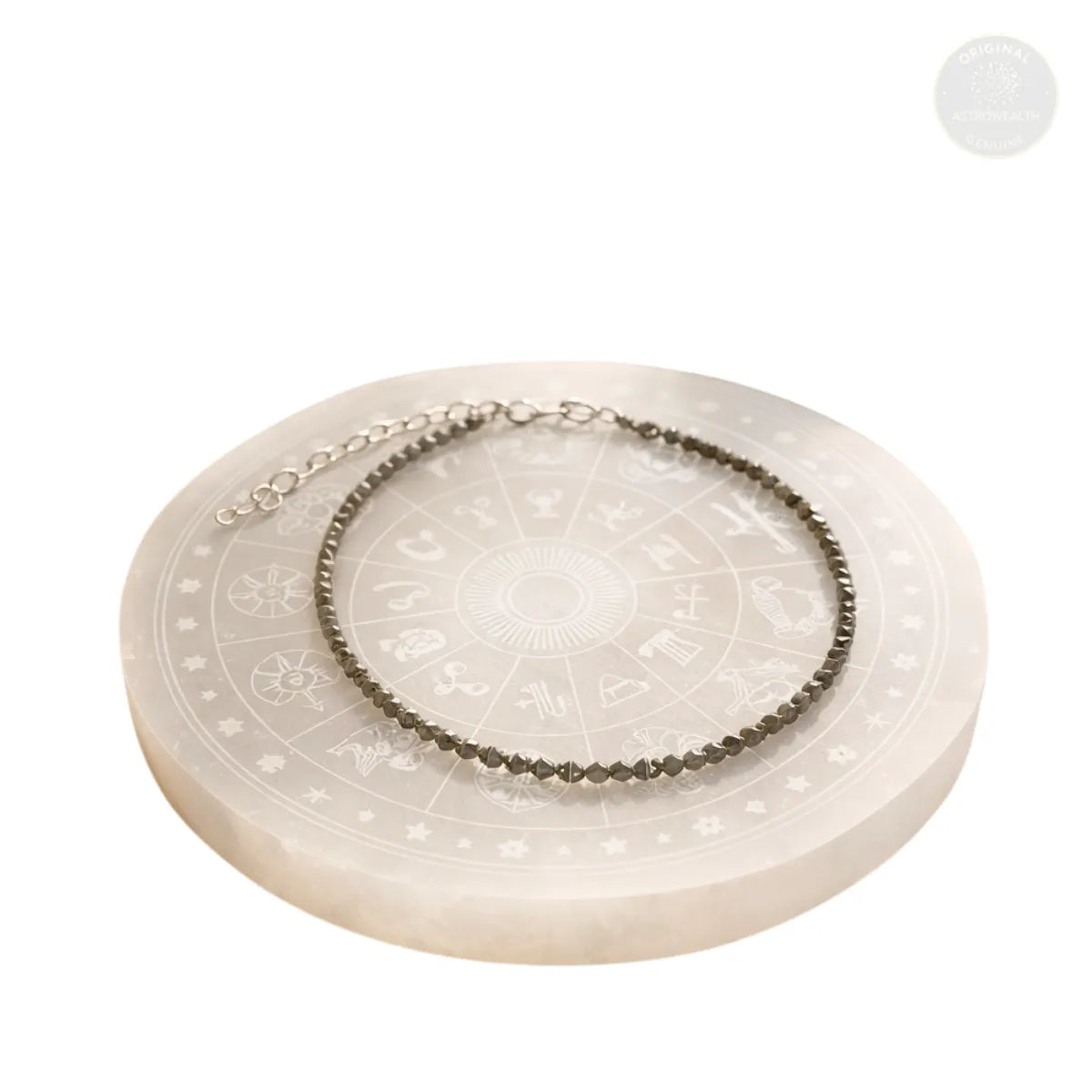 Raw Pyrite Anklet + Selenite Plate