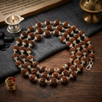 Silver Plated Rudraksha Mala 7mm, 54 Beads