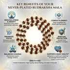 Silver Plated Rudraksha Mala 7mm, 54 Beads